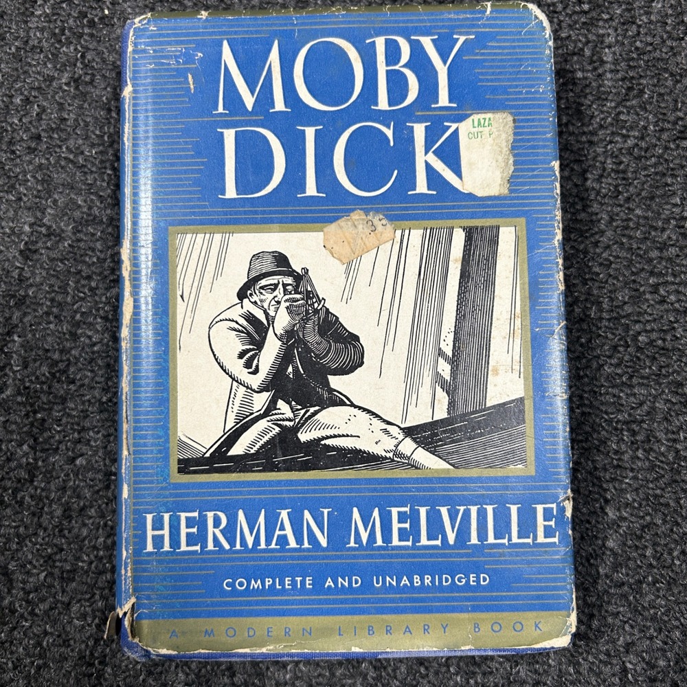 Modern Library Moby Dick Herman Melville 1950 Hardcover Book Blue Fair Condition